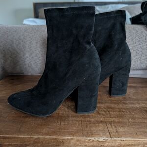 ASOS Black Suede Heeled Boots